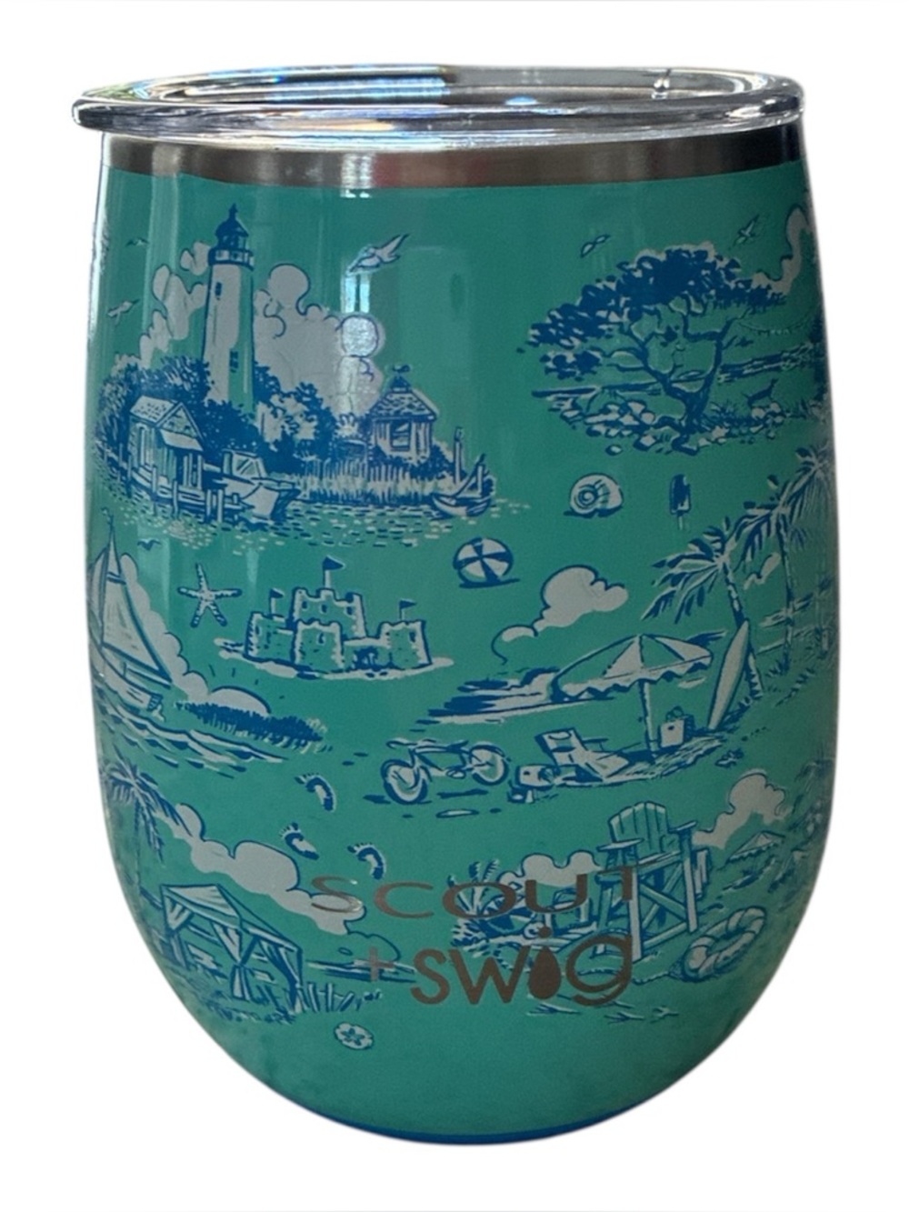 Swig Scout Coast Rica Stemless Insulated Cup 14 oz Stainless Steel Beach Blue